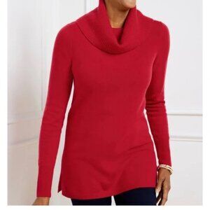 100% Cashmere Talbots Cowl Neck Sweater in Holiday Red